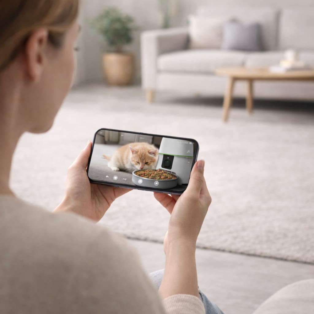 Distributeur de croquette pour chat automatique intelligent 2L caméra HD 1080p contrôle App