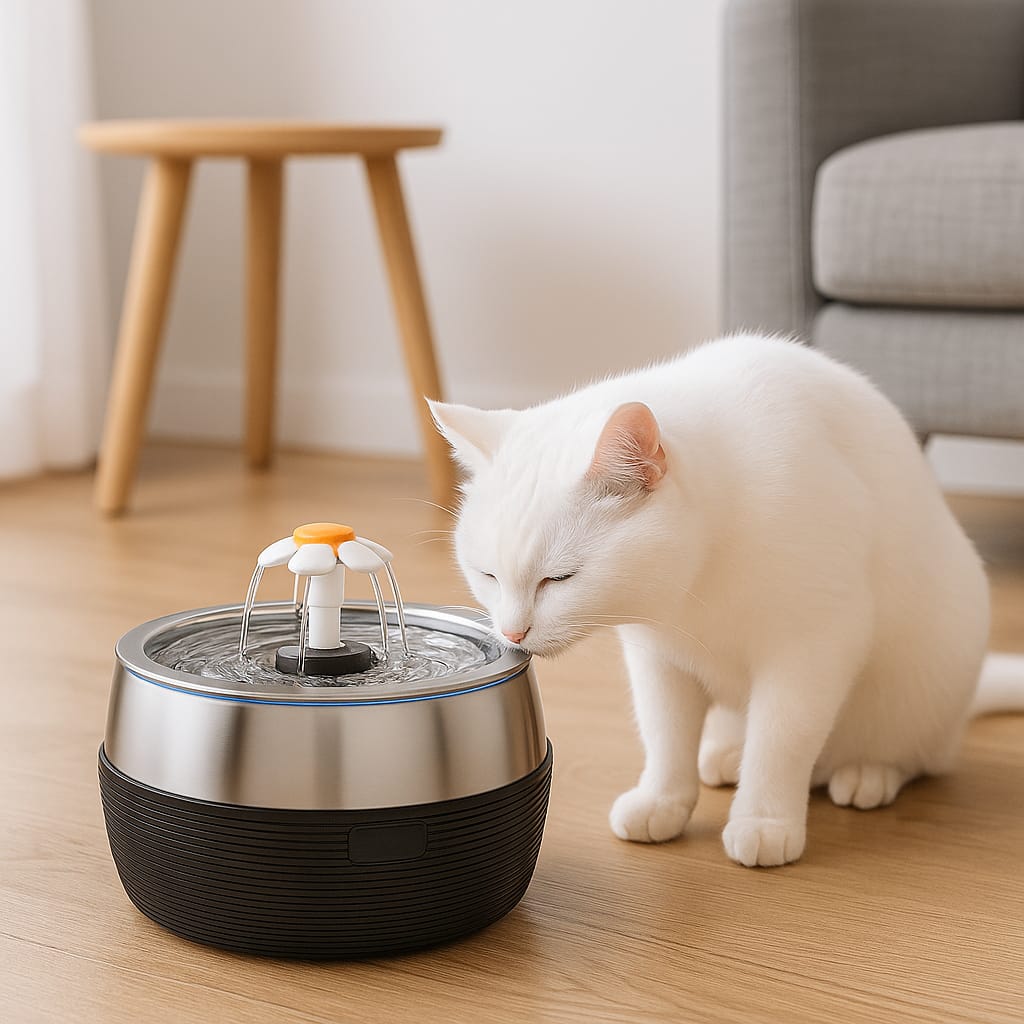 Fontaine à eau chat chien Inox 3L silencieuse automatique Quadruple filtration