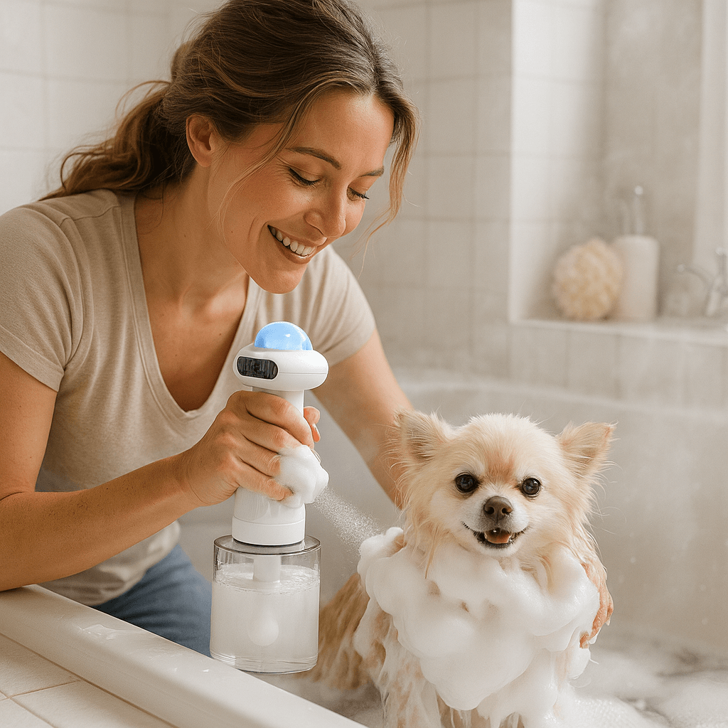 Distributeur de savon Automatique chien chat, pulvérisateur de Mousse Rechargeable étanche 400 ml